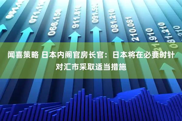 闻喜策略 日本内阁官房长官：日本将在必要时针对汇市采取适当措施