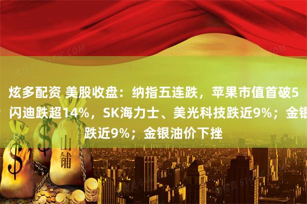炫多配资 美股收盘：纳指五连跌，苹果市值首破5万亿美元；闪迪跌超14%，SK海力士、美光科技跌近9%；金银油价下挫